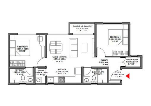 floor-plan GODREJ ANANDA Floor Plan - 2bhk