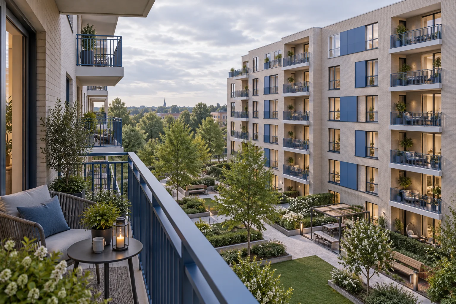 Illustrative apartment view across different residential floors
