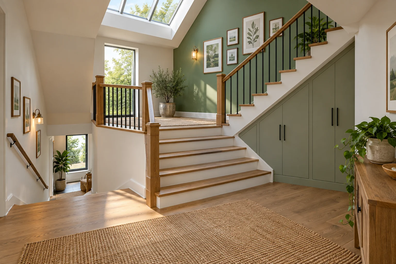 Illustrative residential staircase and broad landing