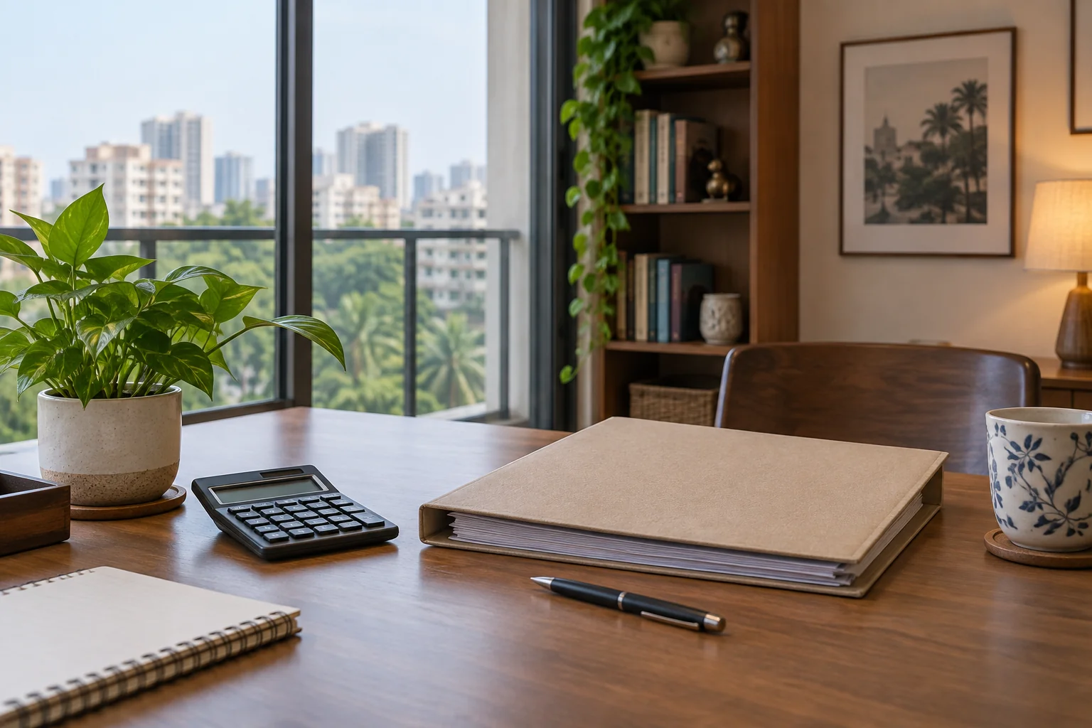 Illustrative household maintenance planning desk