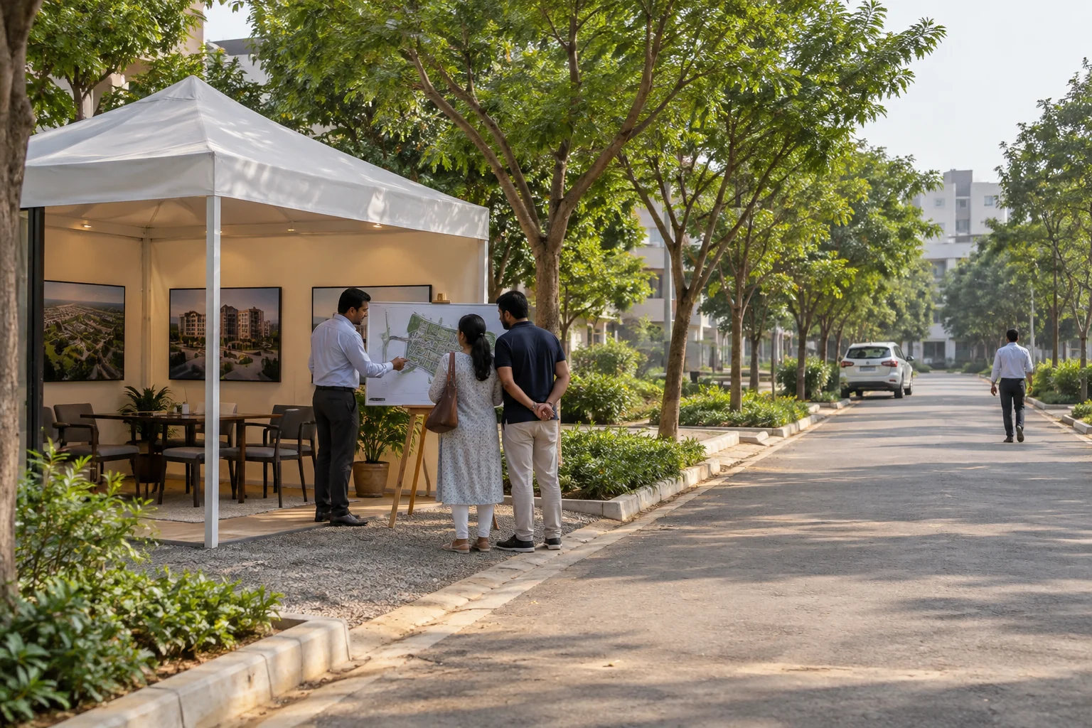 Illustrative temporary residential information pavilion