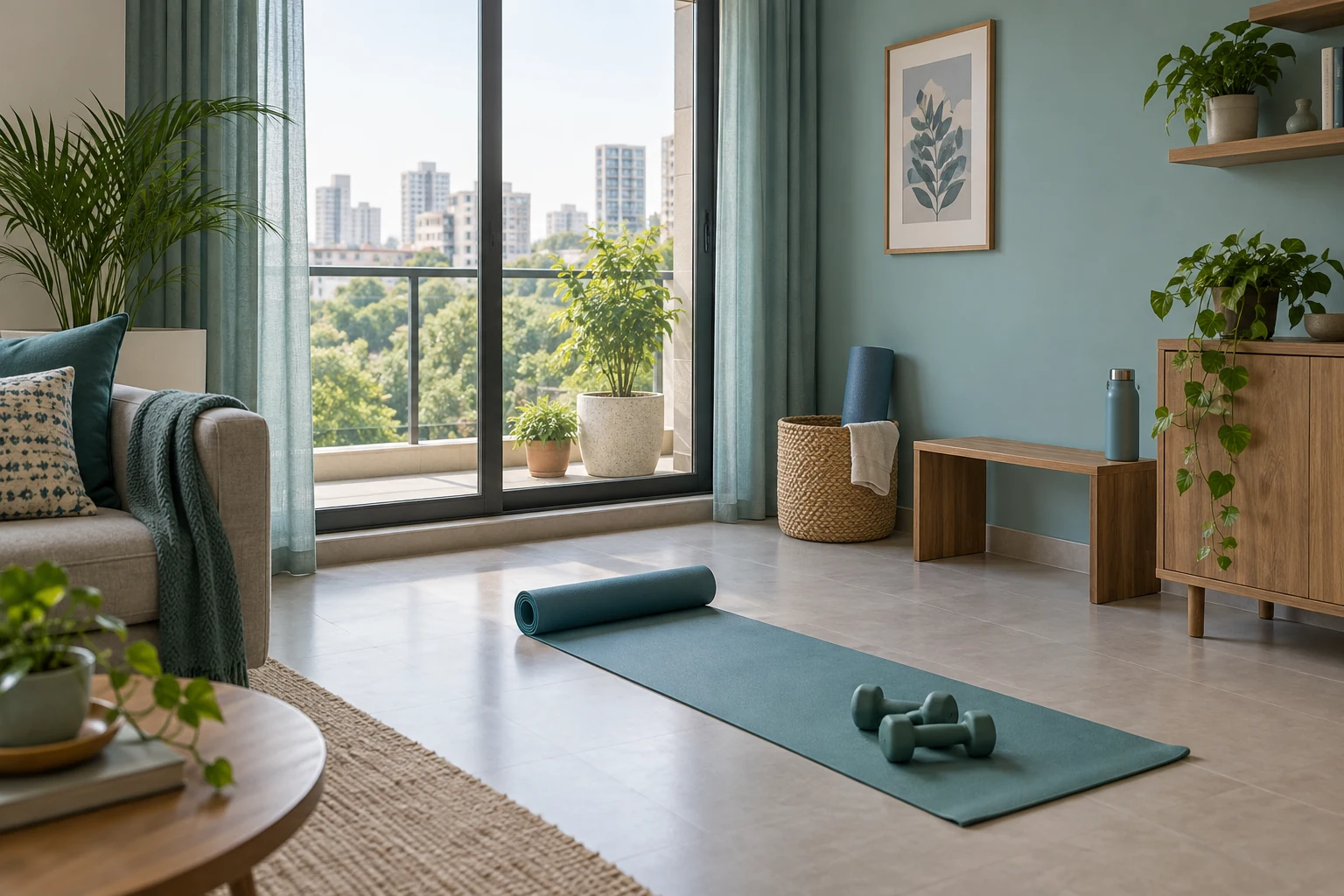 Concept illustration for Godrej Aveline: A Home Fitness Corner