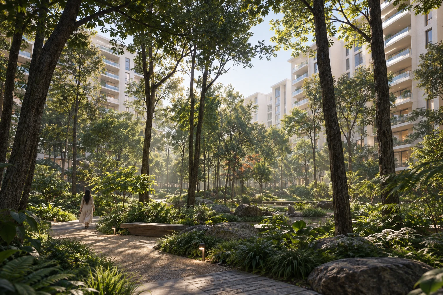 Conceptual forest-themed apartment illustration