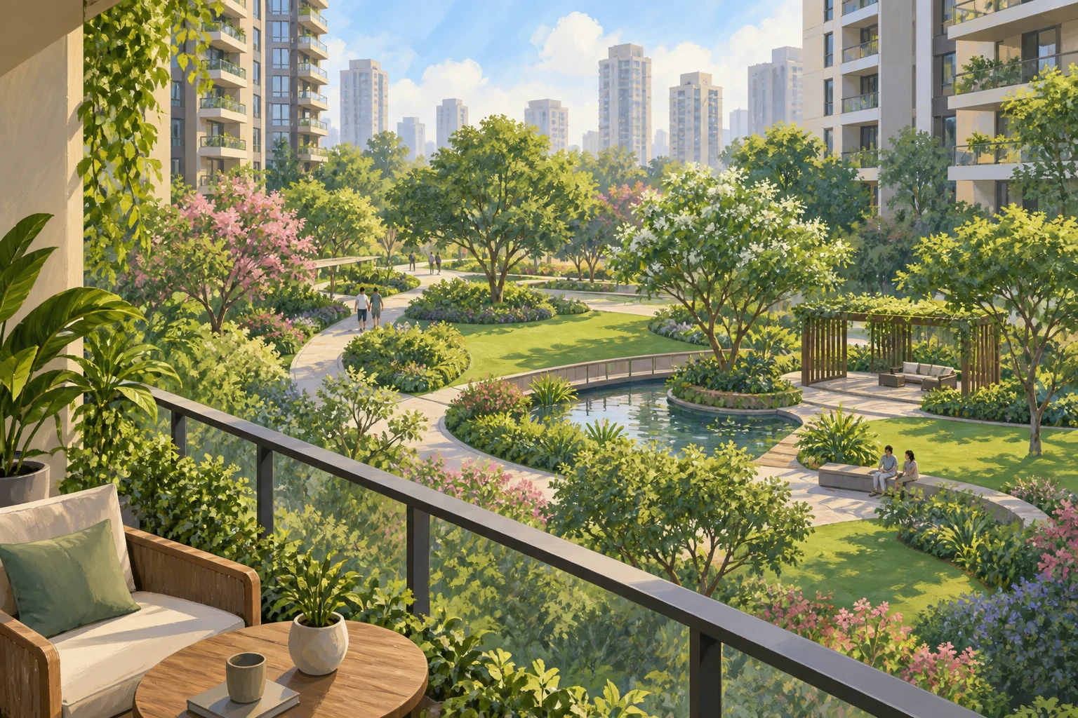 Concept illustration for Godrej Parkshire Master Plan: Garden Access