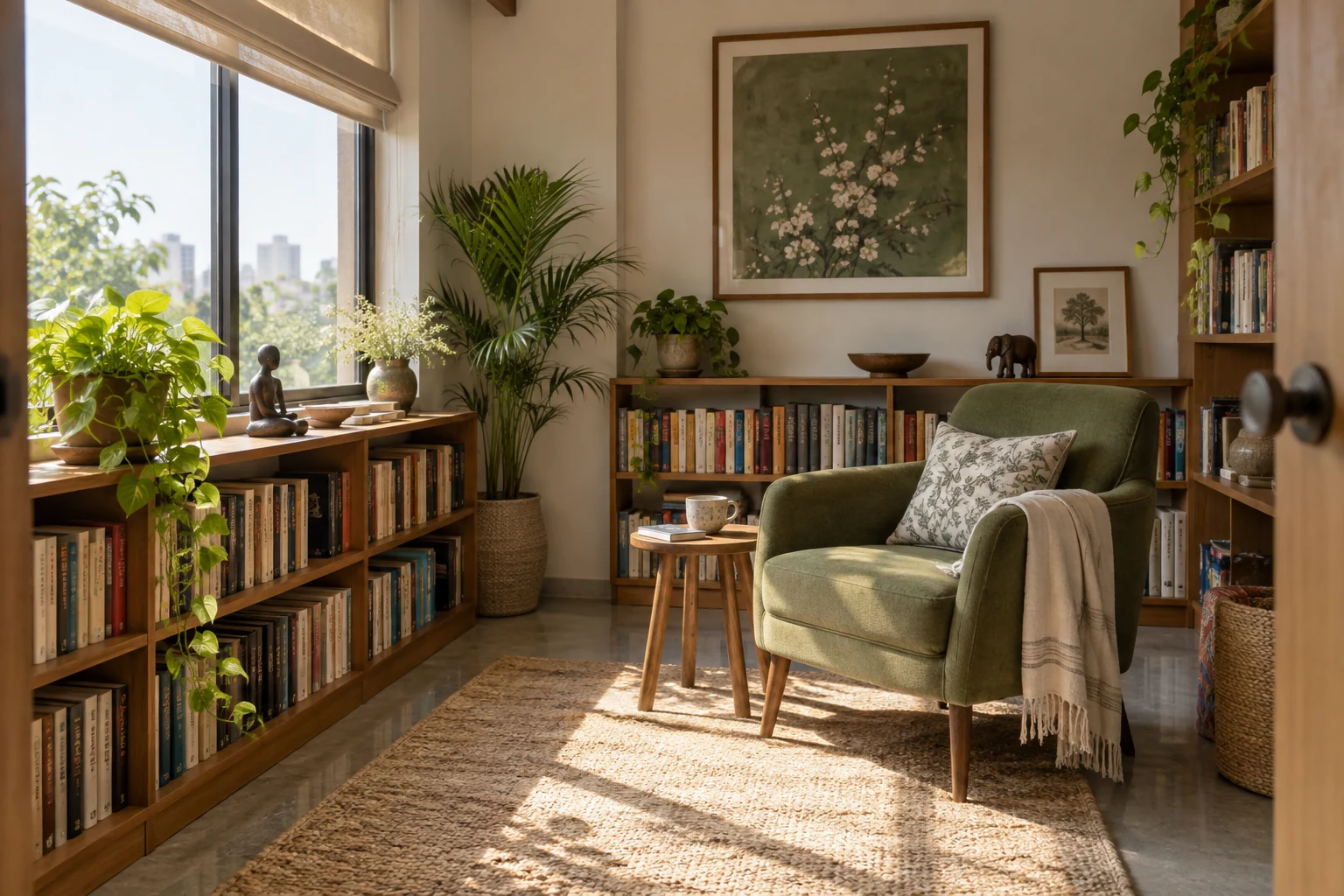 Concept illustration for Godrej Soukya Road: Home Library Planning